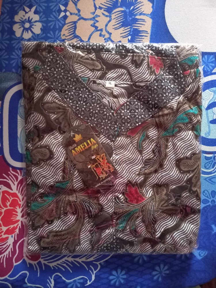 Blus Kombi Daun Lawasan Batik Wanita Atasan Cewek Modern Premium Katun Kancing Depan Motif Warna