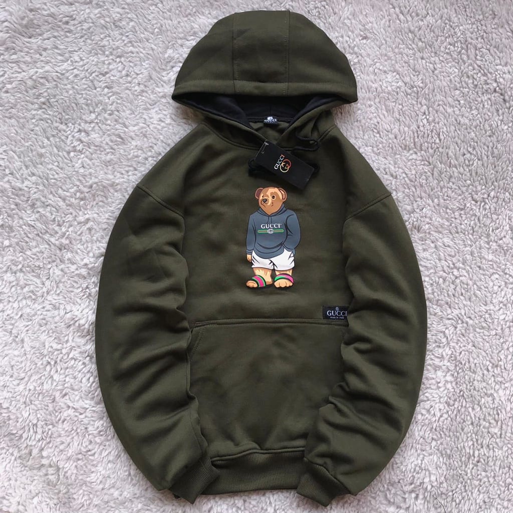 COD-Jaket Hoodie Gucci Cream- Sweater Hoodie GUCCI Bear Original Distro Untuk Pria Dan Wanita Premium Bahan Tebal