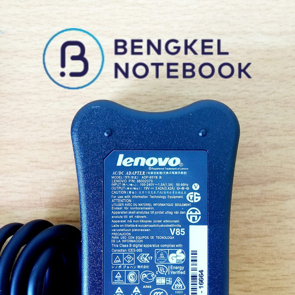 Adaptor / Charger Laptop IBM Lenovo 19v - 3.42a Bentuk Tulang Original
