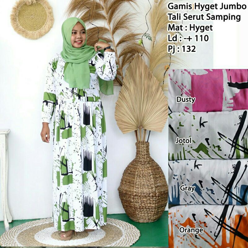 Gamis hyget bunga mawar