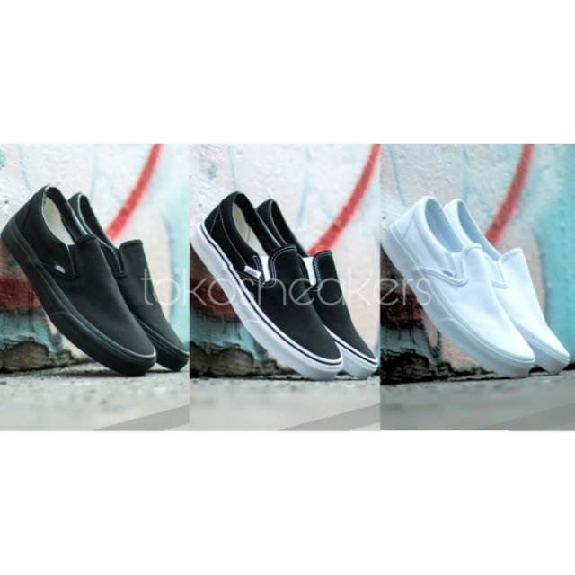 [COD] PREMIUM QUALITY! Sepatu Vans Slip On Classic - Hitam Putih / Full Hitam / Full Putih