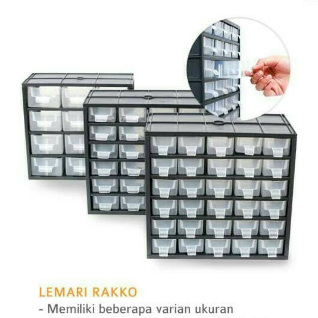 Rako rak komponen elektronik ada 3 varian 12, 24 dan 30 laci