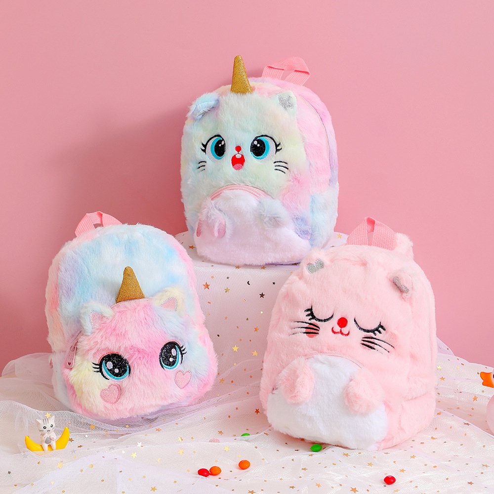 Tas Ransel Bulu Unicorn Small Tas Sekolah Anak Paud Unicorn Karakter Love kecil Kado Ultah Anak Berkualitas Premium