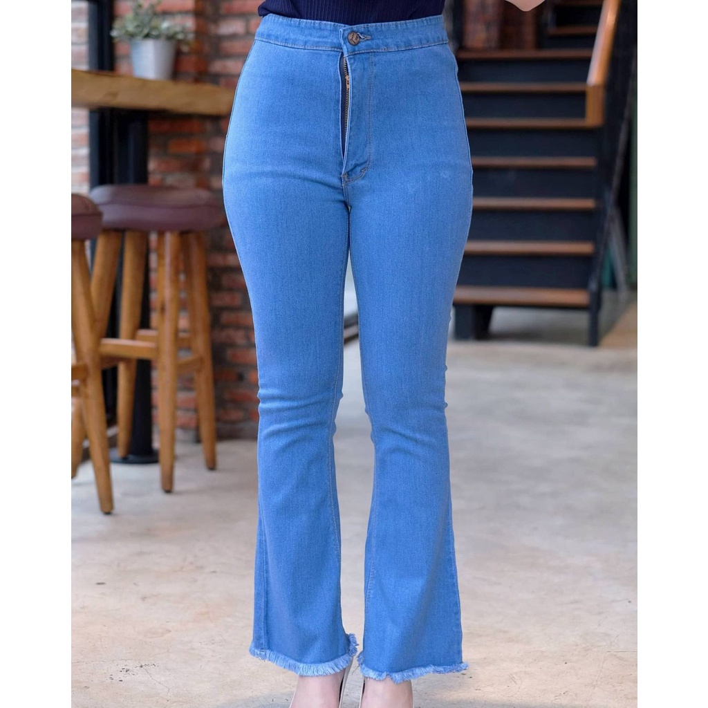 YAOSHI -Denim Pants Jeans  Jumbo Pinggang Tinggi /HW Wanita Jeans Cutbray Rawis Super Jumbo Size 35_40