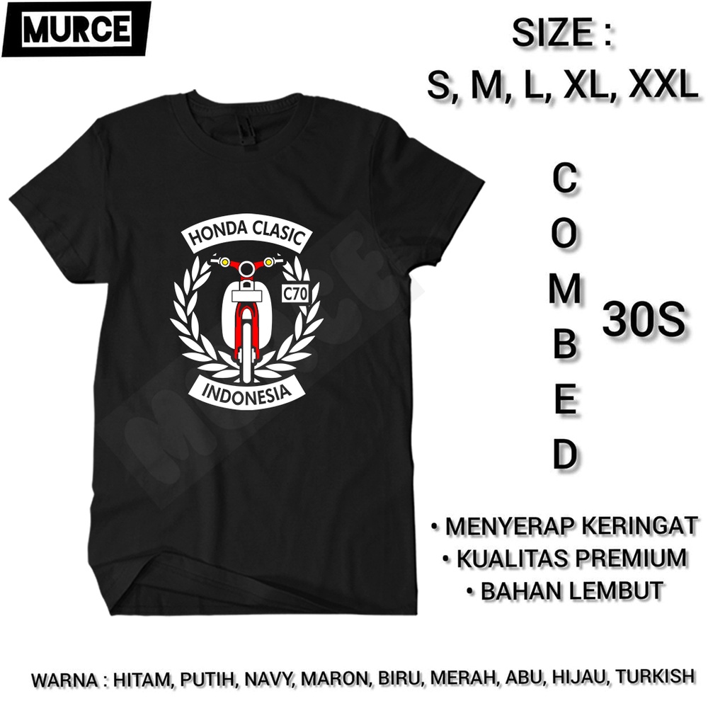 Baju Kaos Pria Honda Classic Indonesia C70 Motor Klasik Jadul Racing Lengan Pendek Dewasa Distro Bar