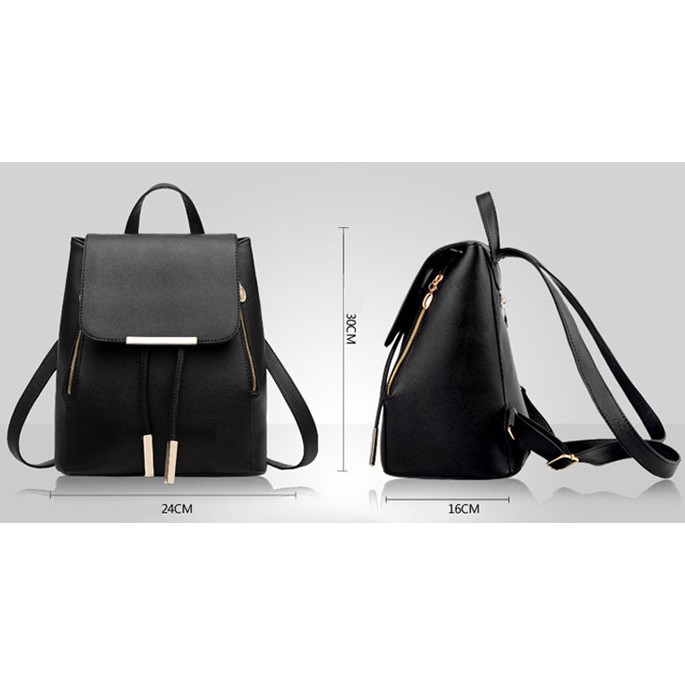 Grab Medan Tas Kulit Ransel Wanita Japan Style Modis KZ4 - Black