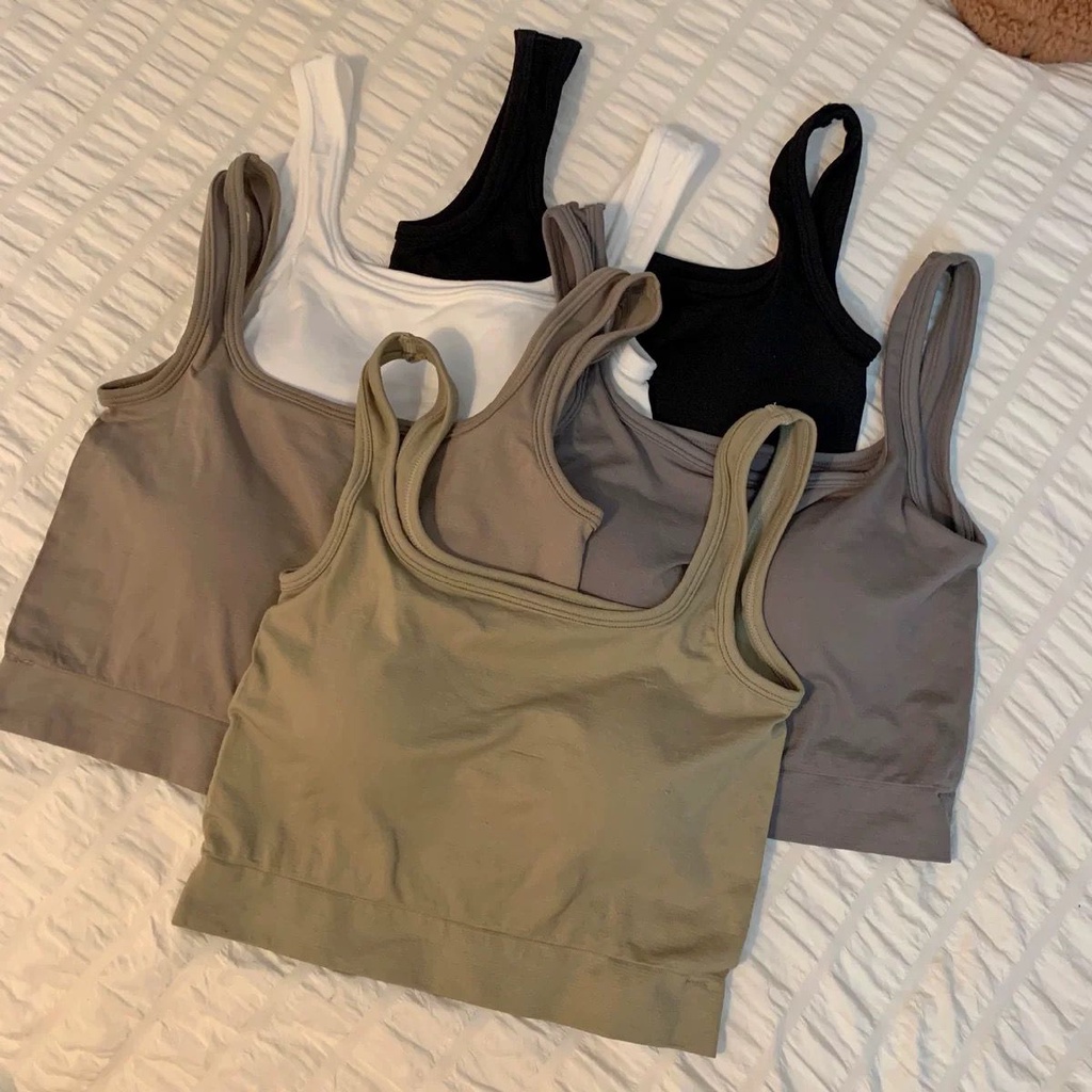LDS Bra 850 Bra Sport Basic Elastis Bahan Premium  / Tanktop Crop Square Neck Tali Lebar Atasan Wanita