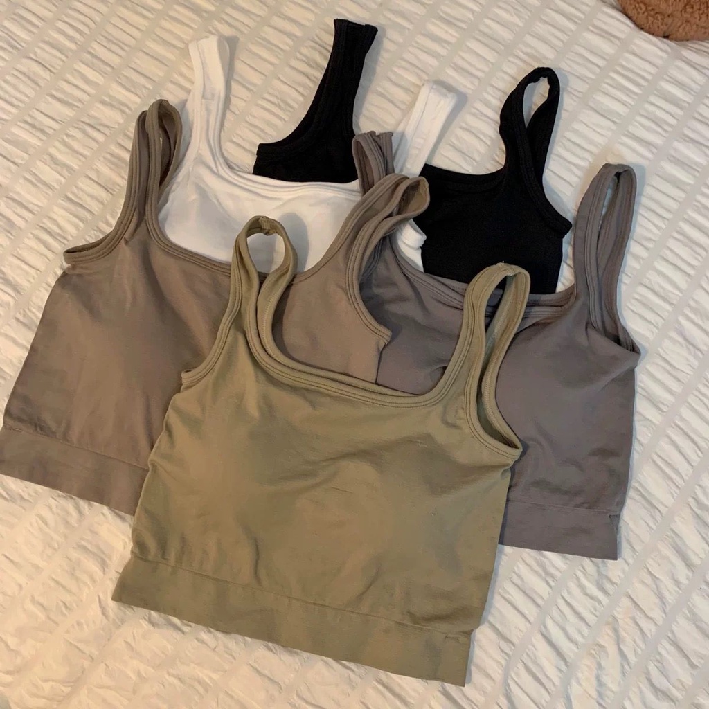 BBS Bra 850 Bra Sport Basic Elastis Bahan Premium  / Tanktop Crop Square Neck Tali Lebar Atasan Wanita