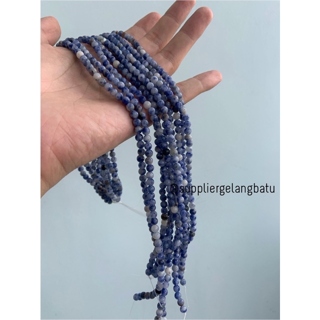 bahan craft gelang kalung sodalite 4mm renceng akik alam natural biru