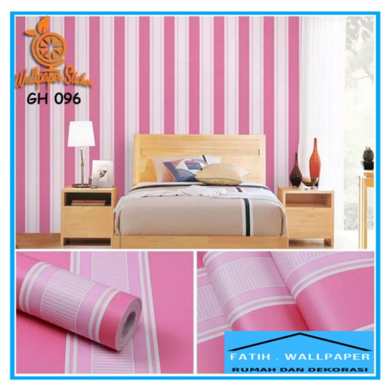 PROMO Walpeper Dinding kamar & ruang tamu motif salur pink