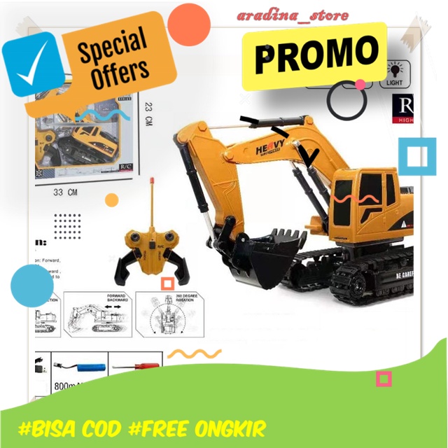 Mainan Remote Control Mobil Mobilan Anak Remot RC Excavator Truk Kontruksi Beko Pasir Oleng Murah