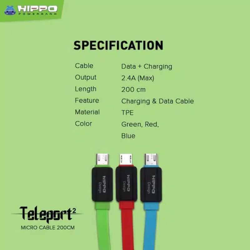 Hippo Teleport 2 Kabel Data Micro USB 200cm