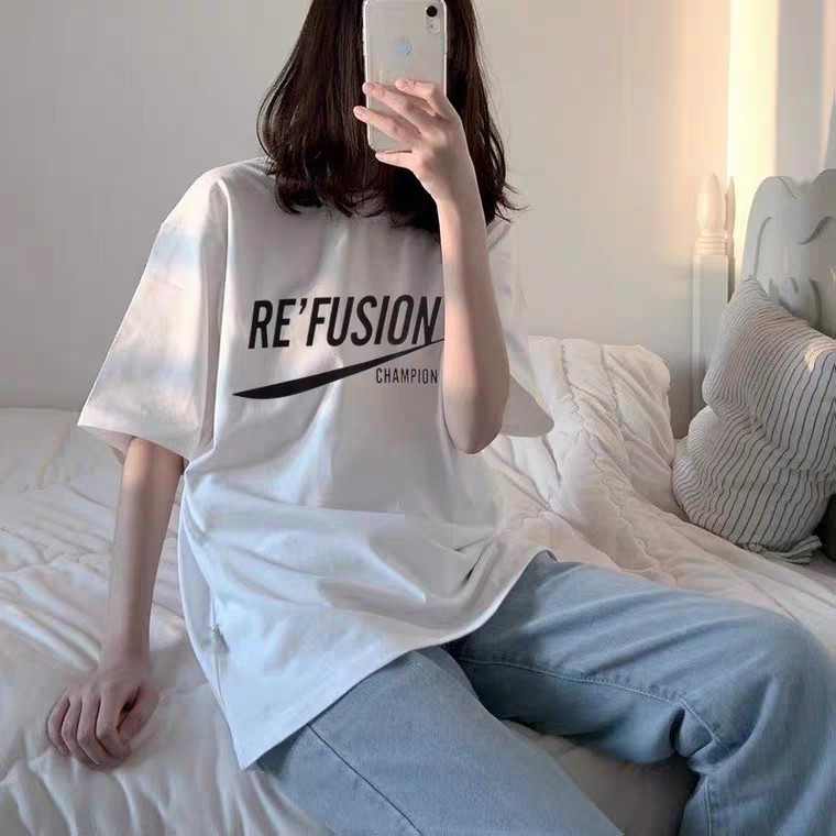 Oversize Tee Tshirt Model Longgar Untuk Wanita Motif Tulisan REFUSION