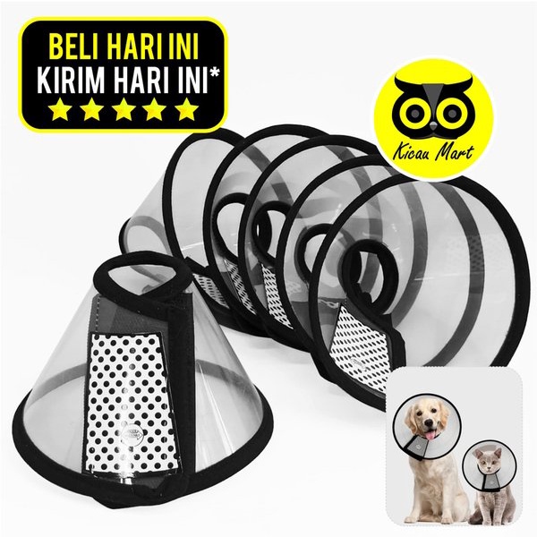 Collar Pelindung Leher Kucing Anjing Corong Penutup Kepala Anti Gigit Jilat Cone Leher Anjing Collar Kucing Anabul Puppy Murah Bahan Ringan