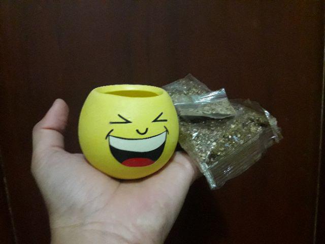 Naindo Vas Karakter Emoticon Decorasi Hias Vas Bunga Vas Lucu Tinggi 6,5cm