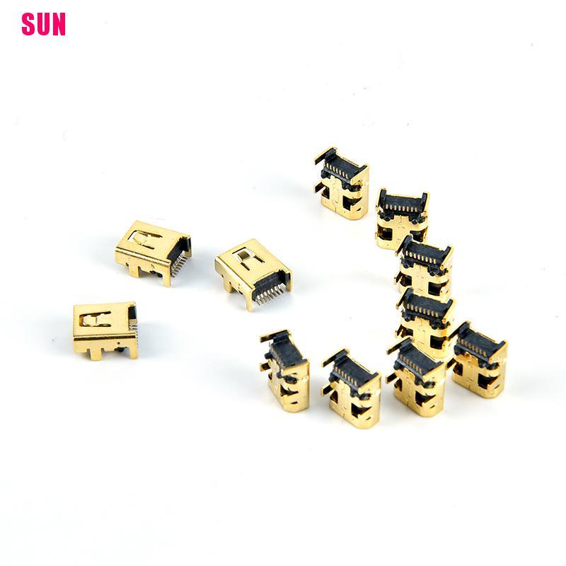 (Bf) 10pcs / 100pcs Konektor Soket Pcb Smt Mini Usb 8 Pin Female