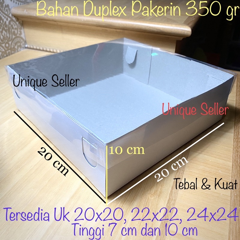 [10 pcs] Dus PUTIH Tutup Mika 20x20x10 DUPLEX PUTIH isi 10 / Dus Box Kotak Nasi Putih 20x20 x 10 cm / Dus Box Kotak Kue Tart 20x20x10cm / Dus Box Kotak Hampers 20 x 20 x 10 cm / Dus Box Kotak Puding Pudding 20 x 20 x 10 Tutup Full Mika