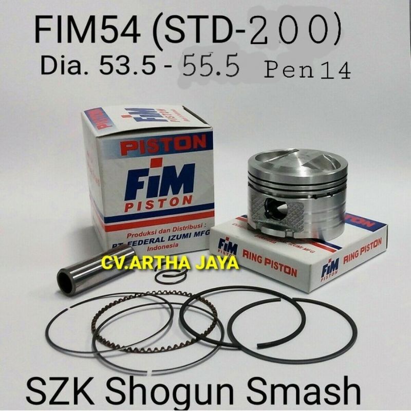 PISTON KIT FIM FIM54 SUZUKI SMASH / SHOGUN / SHOGOUN NEW / SHOGUN KEBO / SHOGUN 125 / SMASH NEW 110 ( 53,5 / 54 / 54,5 / 55 / 55,5 ) ( STD / 050 / 100 / 150 / 200 ) ( PEN 14 / PIN 14 )-4