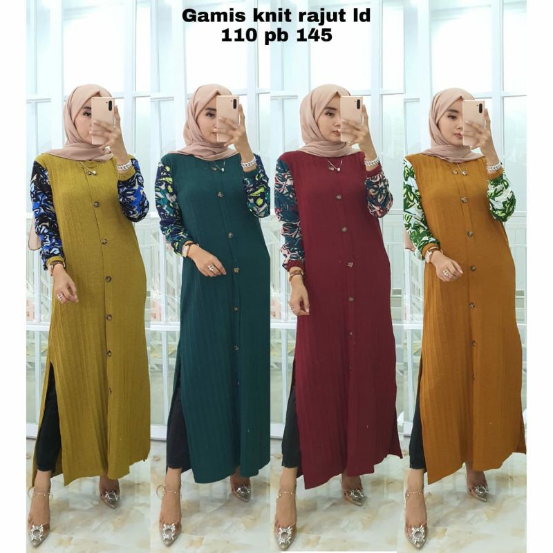 Gamis Bahan Kaos Knit Ld 110 sd 115