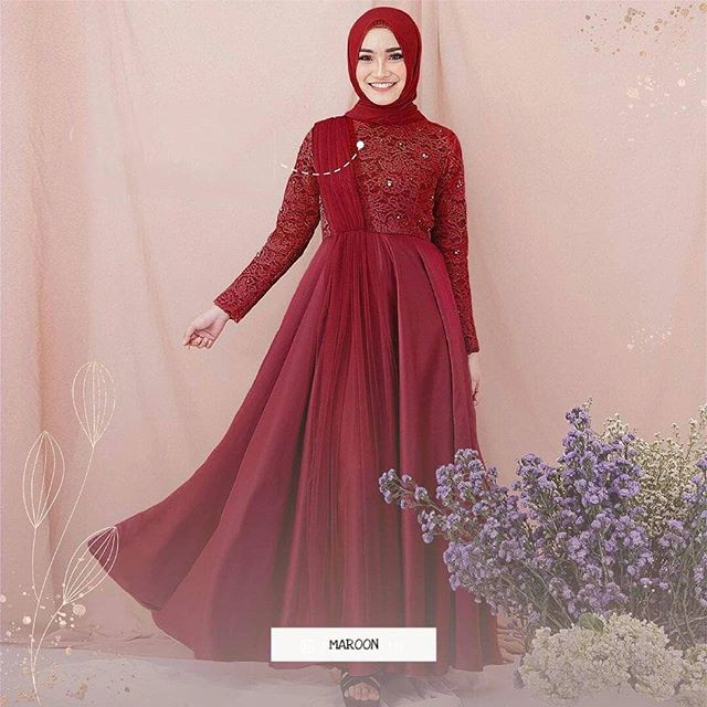 Rifana maxi / giterstore / Dress Brukat Hijab / Baju Kondangan / Kebaya Wisuda / FREE MASKER / COD