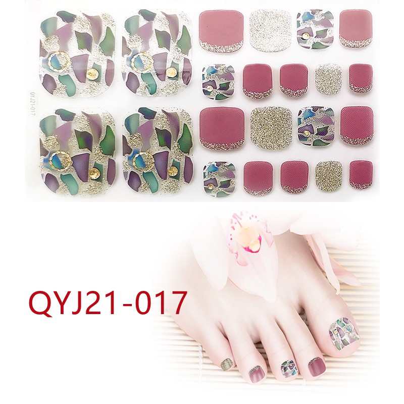 Qyj21-001 - 020 22pcs / Lembar Stiker Kuku Kaki 3d Diy Untuk Nail Art