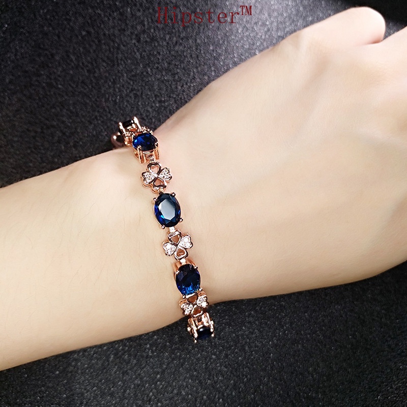 Light Luxury Hot Sale Four-Leaf Clover Amethyst Women's Inlaid Gemstone Bracelet