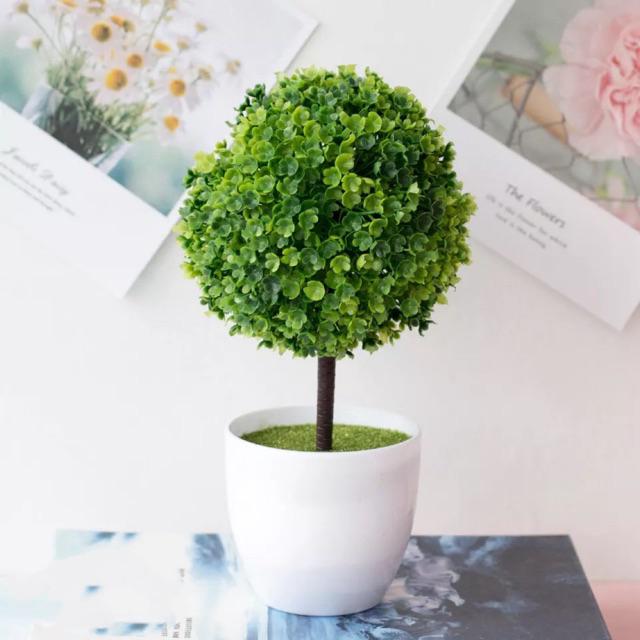 AM348 Bunga plastik / Pajangan bunga Artifisial / motif bulat  Vas Bulat-Hijau