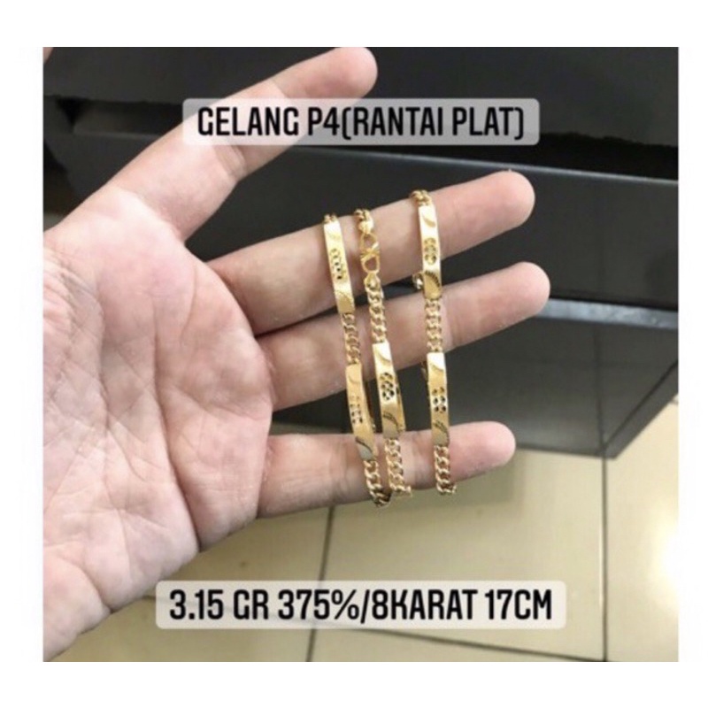 Gelang plat rantai kadar 375/8k ringan