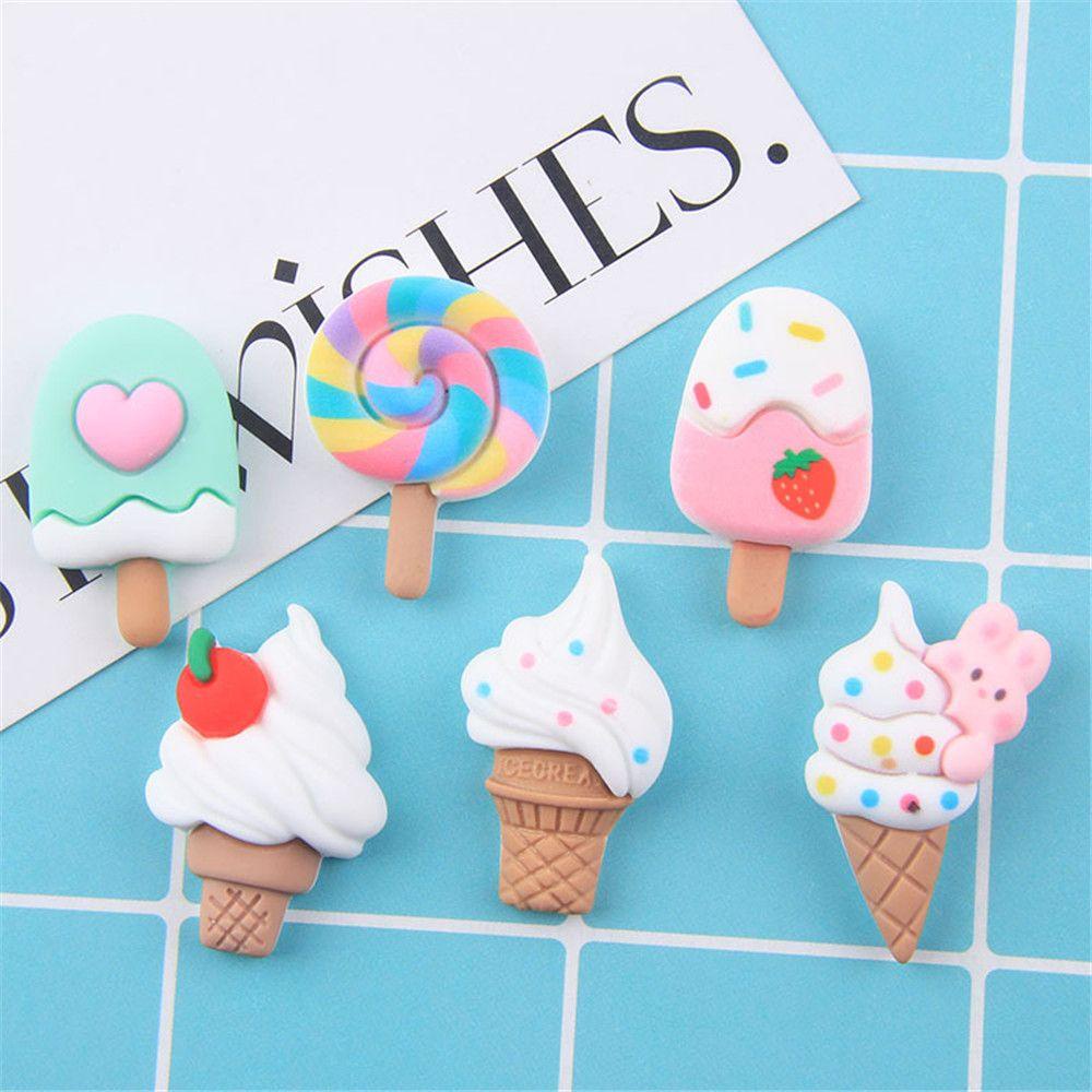 ❈Rowan ROWAN ROWAN❈ 10 Pcs Aksesoris Hiasan Kepala Bentuk Es Lolipop Bahan Resin Untuk Dekorasi Case Hp