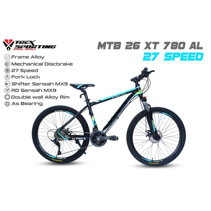 Sepeda Gunung 26 Trex XT 780 AL 27sp
