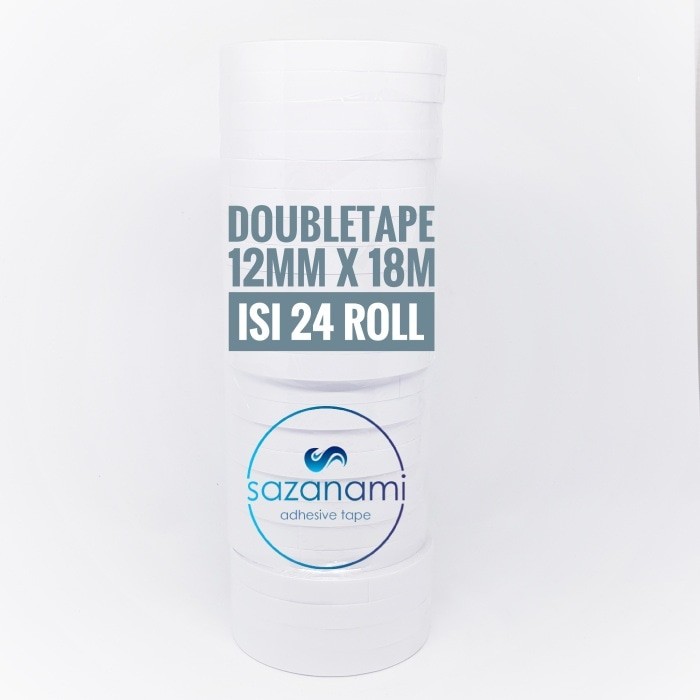 

ATH DOUBLE TAPE 12MM x 18 METER DOUBLETAPE KERTAS PUTIH SAZANAMI ISI 24ROL
