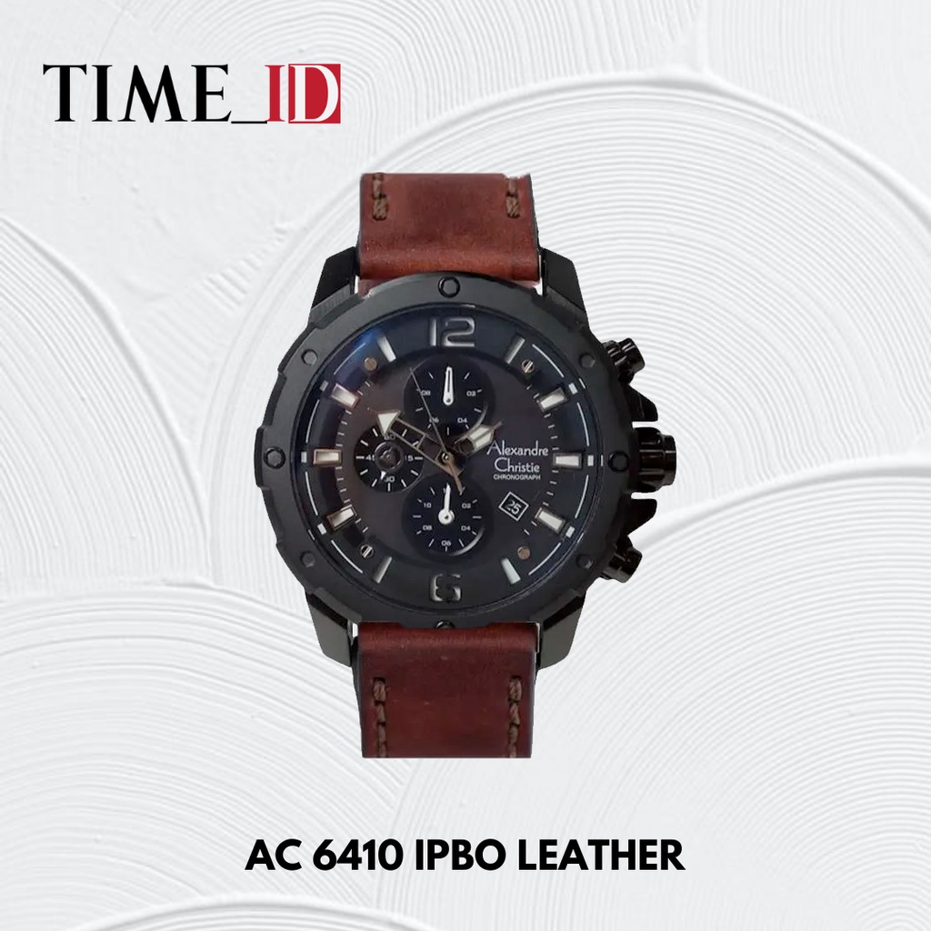 Jam Tangan Alexandre Christie 6410 BLACK BROWN LEATHER Pria