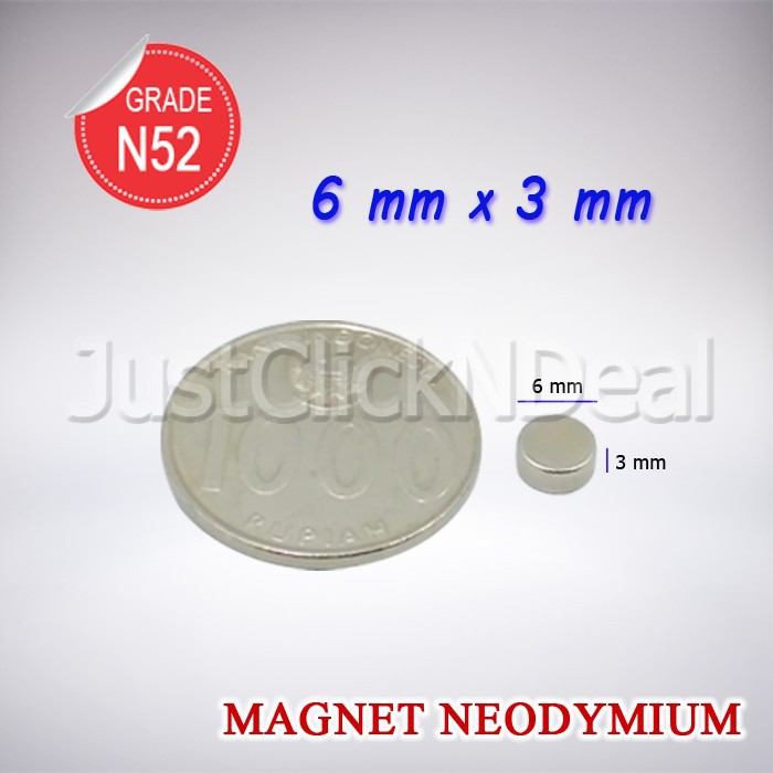 Magnet Neodymium 6 x 3 mm Silinder Coin Koin Disc Bulat DIY Box Mod