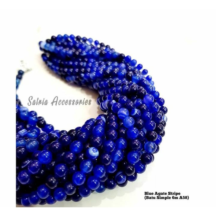 Batu Alam Bulat Agate 6mm/Batu Simple Agate Stripe 6mm A58 /Bahan Accessories