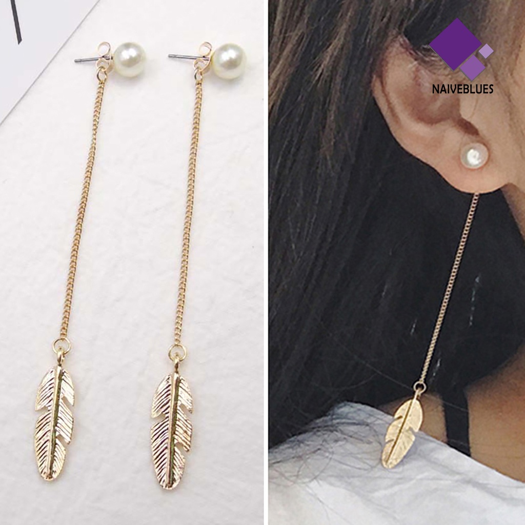 Anting Drop Desain Daun Untuk Perempuan