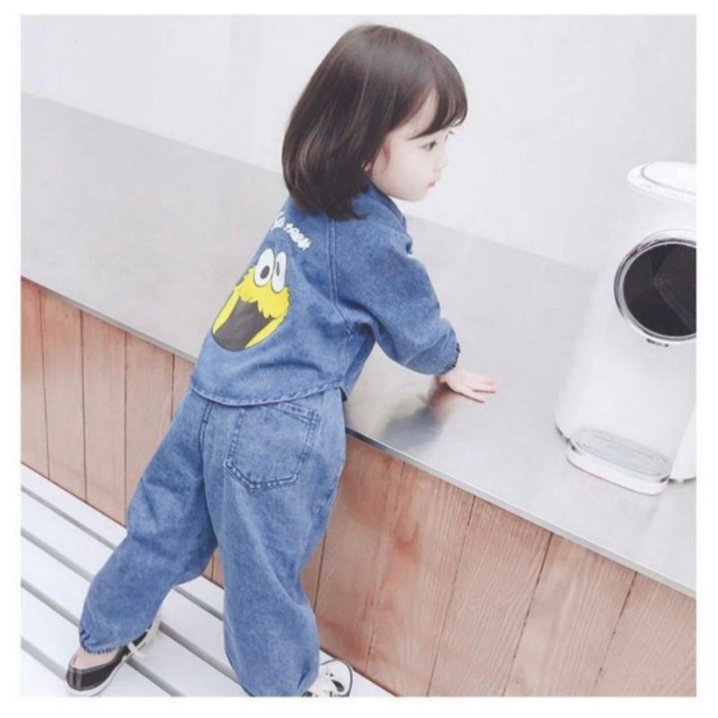 setelan joger jeans anak perempuan terbaru 1-5 tahun