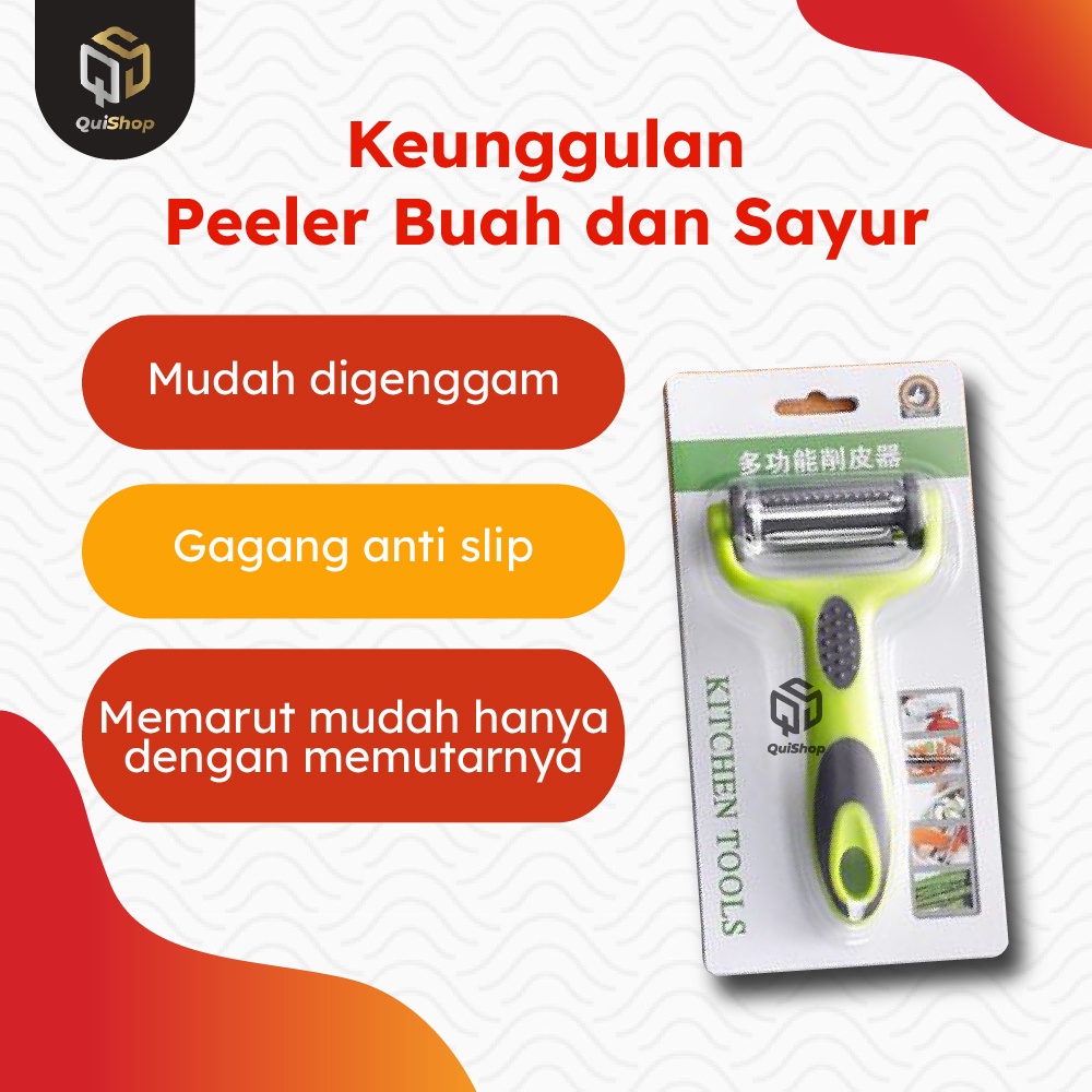 Parutan Wortel Kentang Buah Peeler 3 in1 Pisau Rotate Peeling Knife Stainless Peralatan Dapur Berkualitas Termurah