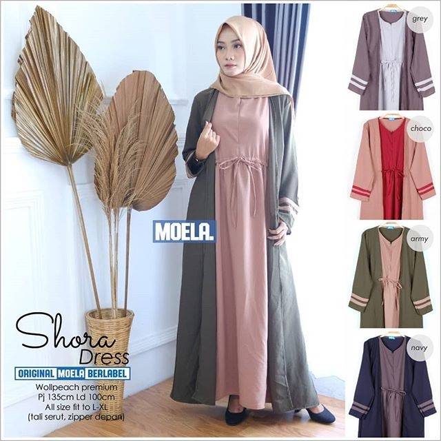 Shora Dress Wolfis Two Tone Tali Serut Pinggang