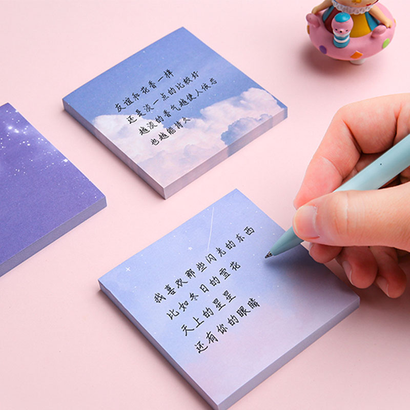 [New Products]80 Sheets Simple Oil Painting Series Sticky Note Creative Calendar Notebook Memo Stickers