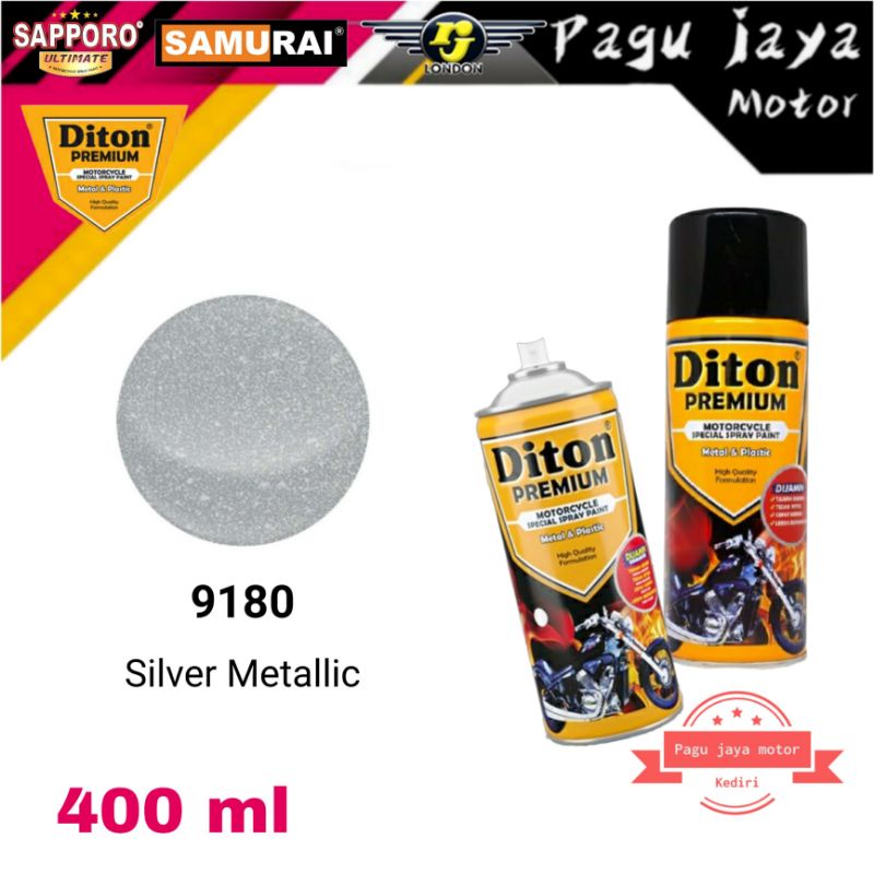 DITON PREMIUM 9180 SILVER METALLIC METALIK 400ml cat semprot spray paint pilox pilok