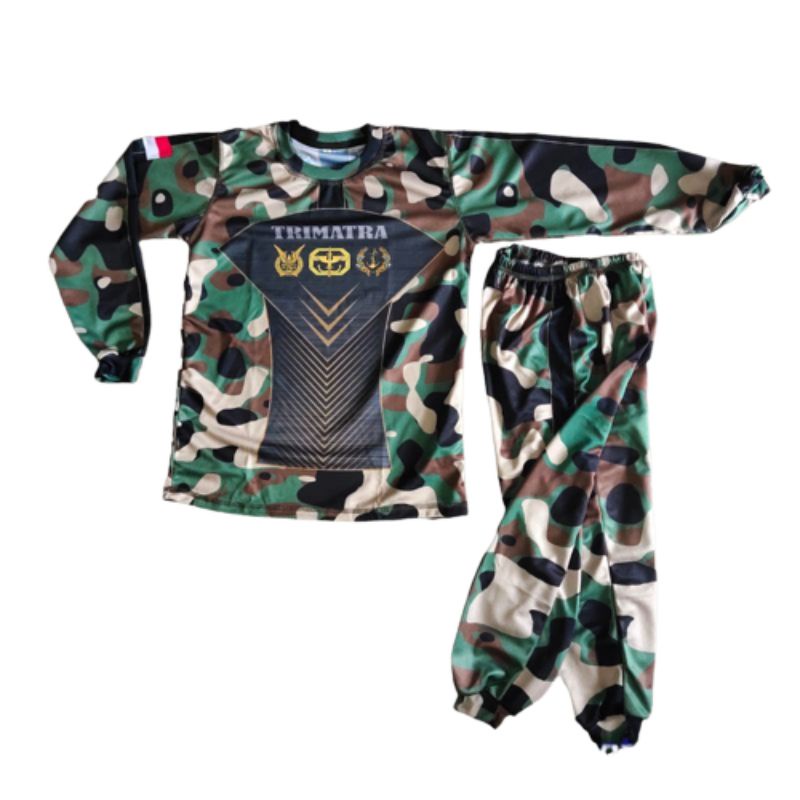 Setelan Tentara Anak Tangan Panjang Set Loreng Anak Unisex