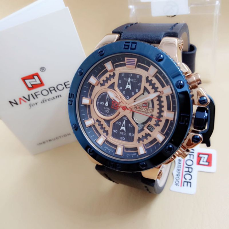 Jam tangan Naviforce 9159 Tali Kulit Original Pria