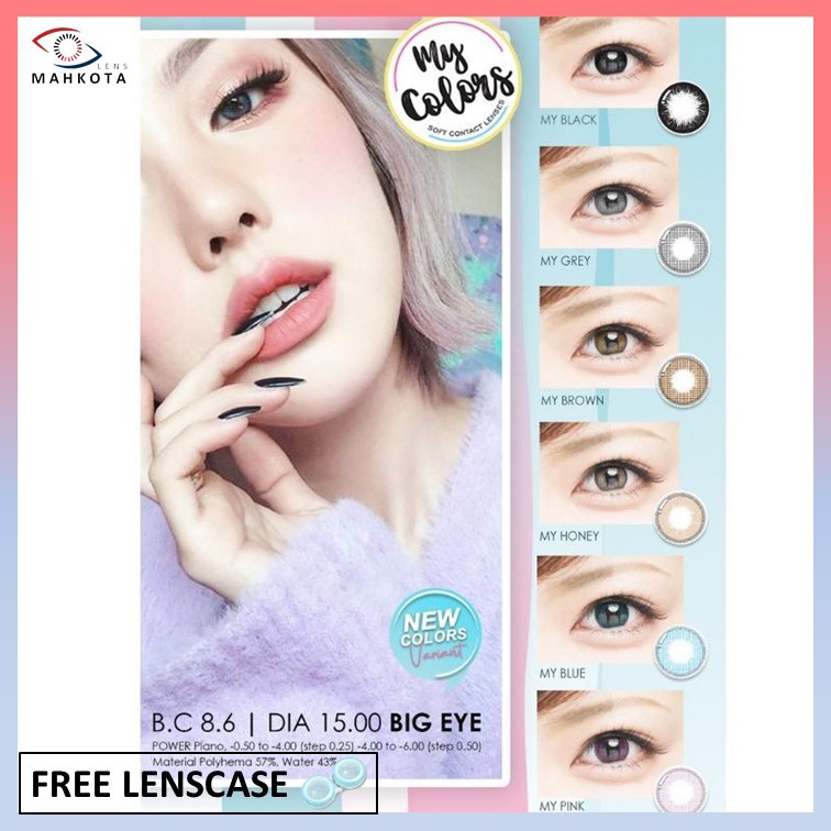 SOFTLENS MY COLOR NORMAL &amp; MINUS (-0.50 S/D -2.50) 15MM BY OMEGA / GREY BROWN BLACK BLUE HONEY PINK / Softlen Soflen soflens