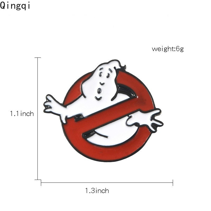 Bros Pin Desain Logo Kartun Ghostbusters No Ghost Movies Gaya Retro Untuk Topi Ransel Dan Rompi