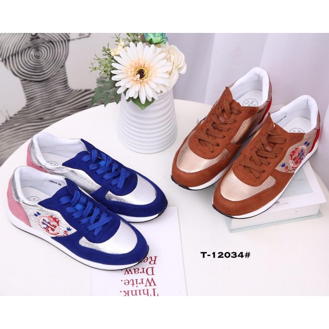 Sepatu batam  Tory Burch Metallic Napa/Split Suede Brielle Sneakers T-12034#