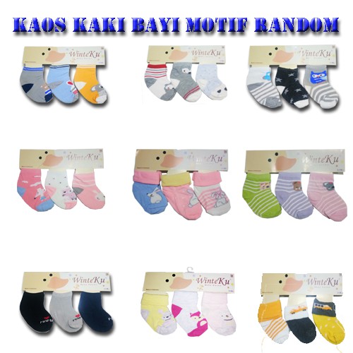 3 Pasang Kaos Kaki Bayi Winteku-Motif Girl&amp;Boy set 3in1 Murah-Vegasus Store(COD)