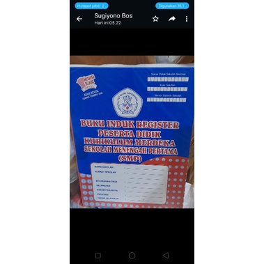 

Buku induk register peserta didik siswa kurikulum merdeka sekolah menengah pertama pertama (SMP)
