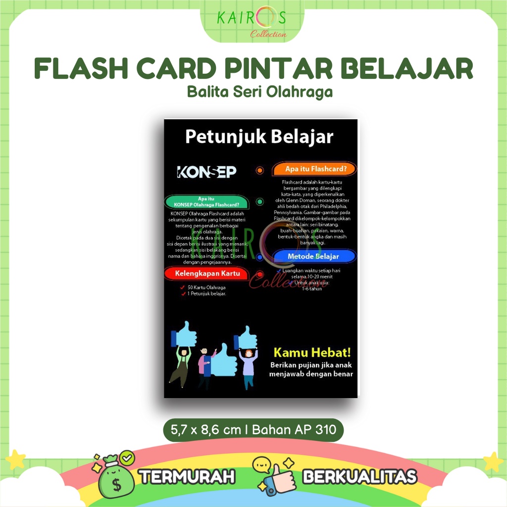 Flashcard / Flash Card Kartu Pintar Belajar Balita  Seri Olahraga