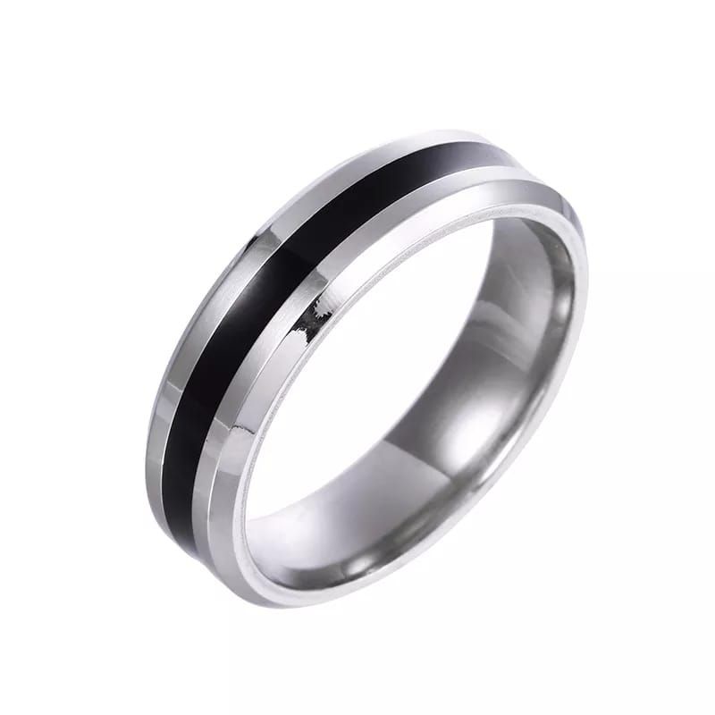 Cincin Kombinasi Silver Hitam Model Polos