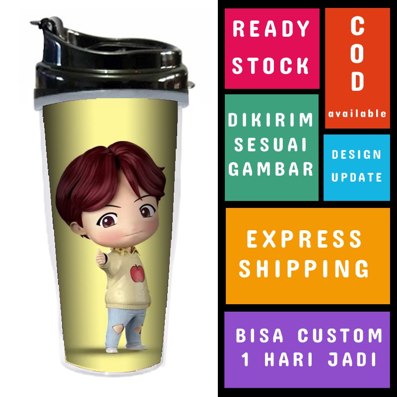 TUMBLER KPOP BTS MERCHANDISE BOTOL MINUM KPOP KADO ULTAH - BTS BT21 BT 21 - SUGA